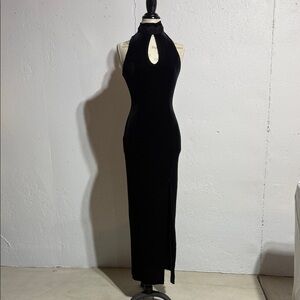 Sophisticated Black Halter Maxi Dress